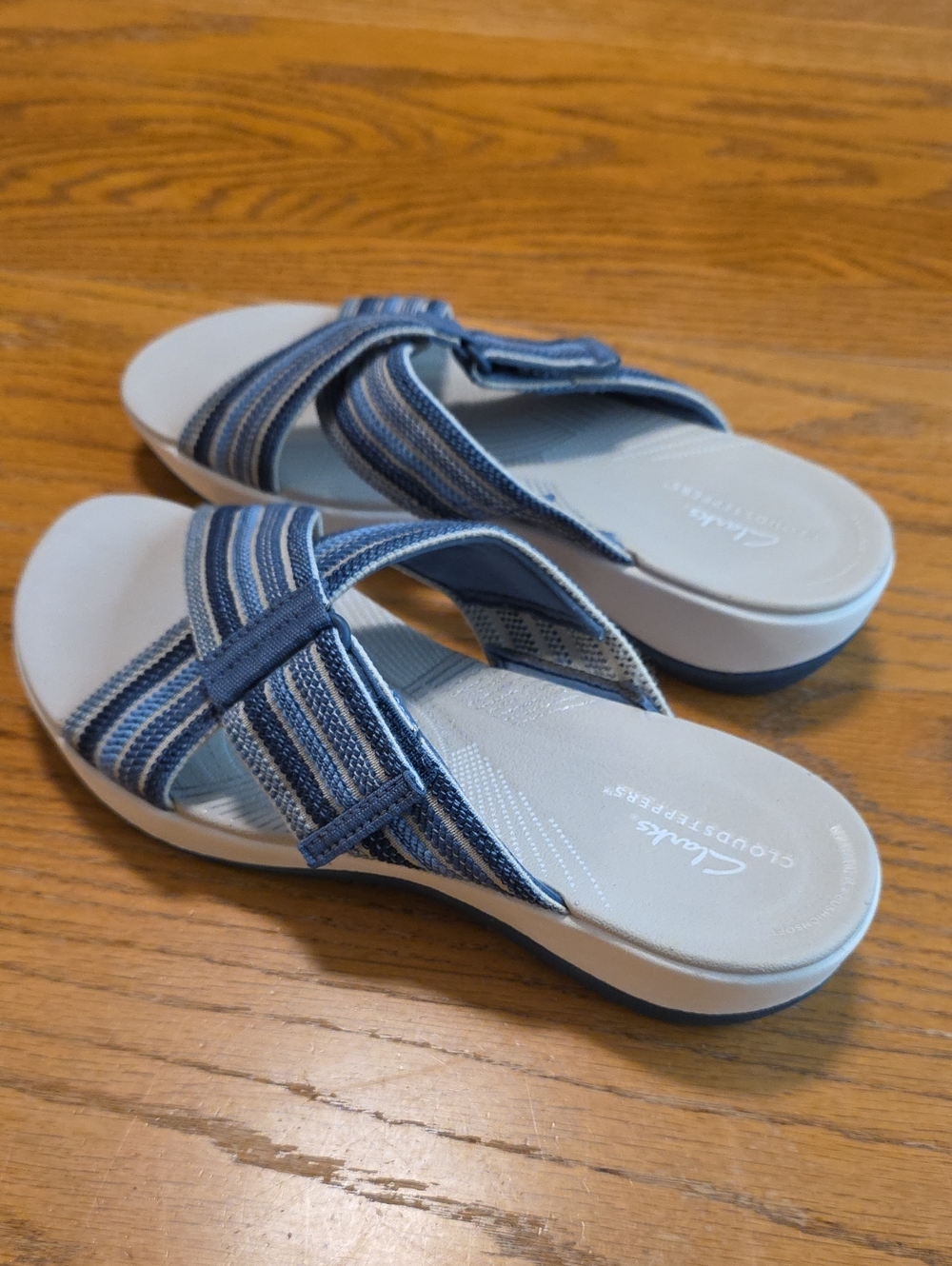 Clarks Cloudsteppers Arla Wave Slide Sandals Women's Blue Combi Size 9